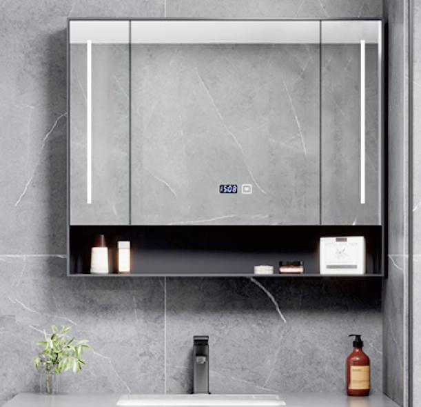 Bathroom Furniture Stainless Steel anti-fog LED light Bathroom Vanities led cabinet mirror 
